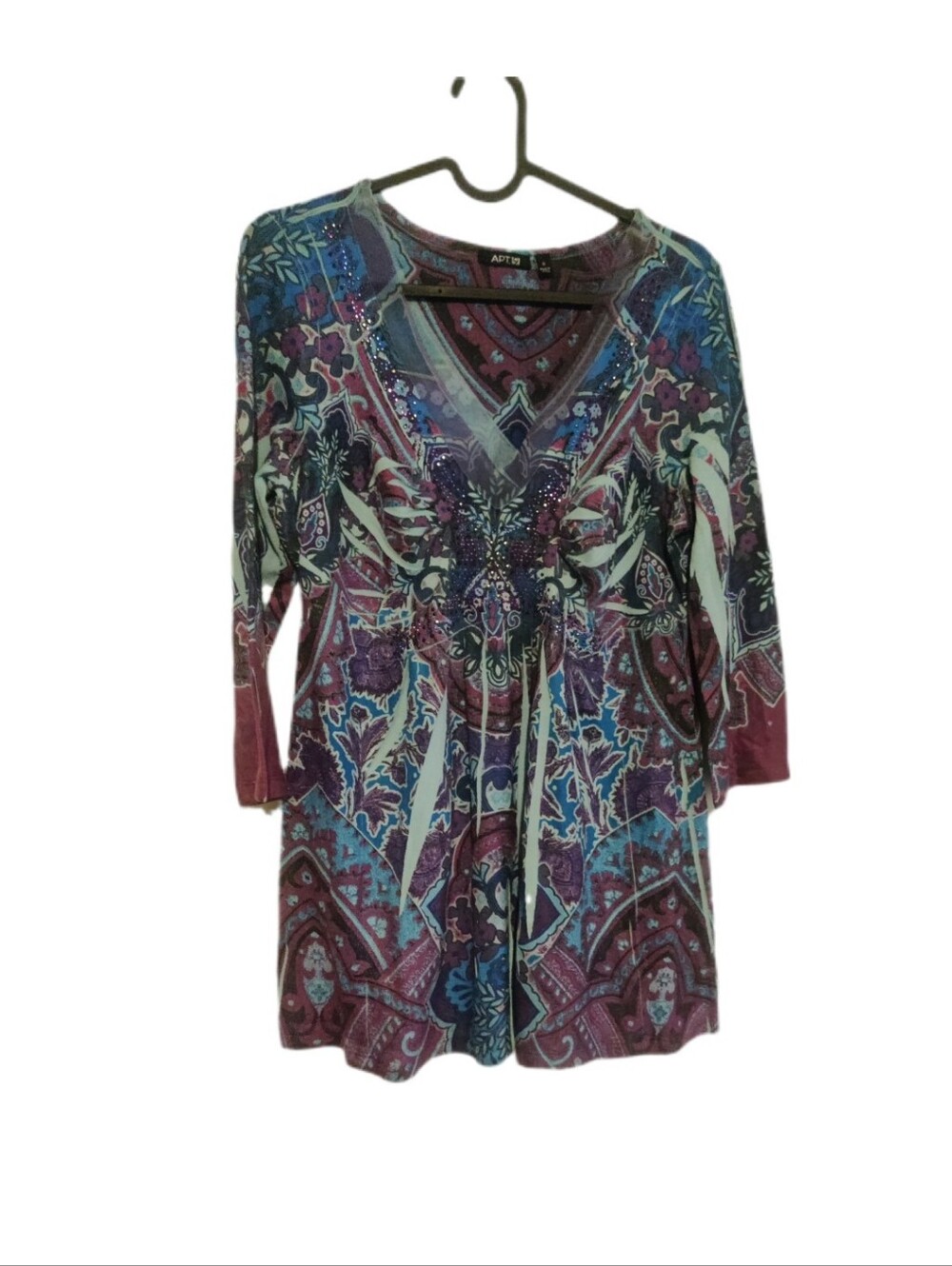 Y2K Patterned Jeweled Top